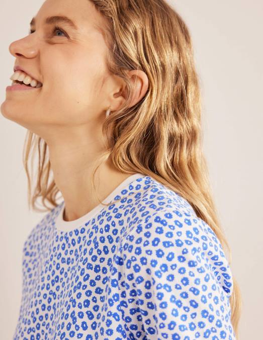 Boden vêtements tampon ivoire et pivoine femmes t-shirt imprimé à col rond LB2X1692