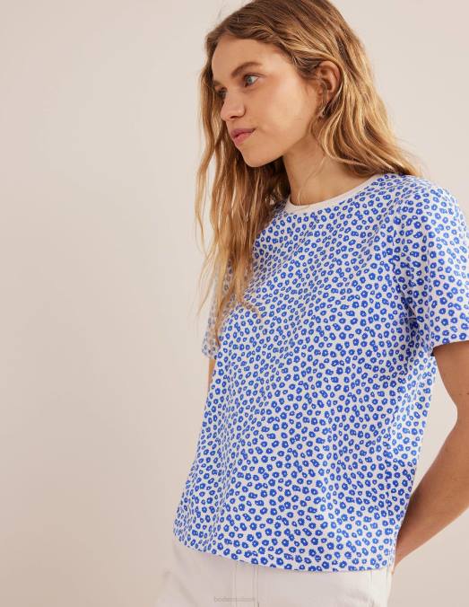Boden vêtements tampon ivoire et pivoine femmes t-shirt imprimé à col rond LB2X1692