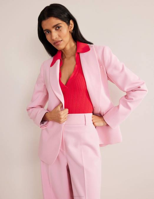 Boden vêtements tarte aux fraises rouge femmes haut côtelé à col en pointelle LB2X1930