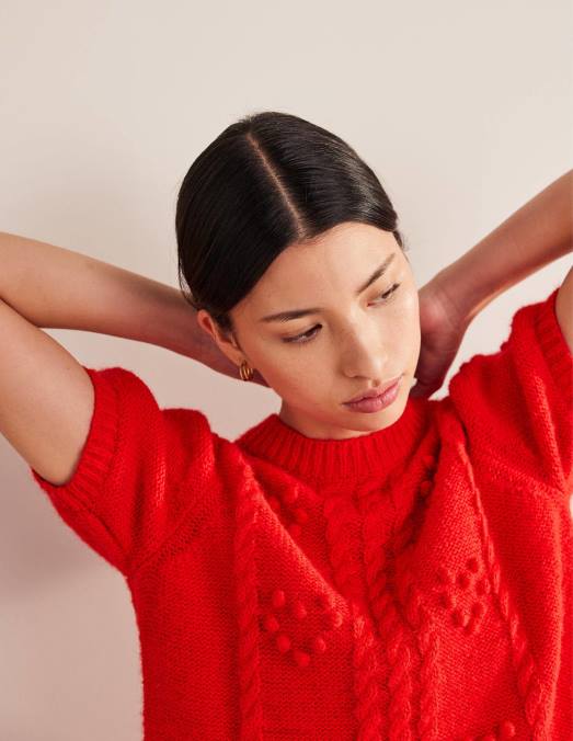 Boden vêtements tarte aux fraises rouge femmes haut moelleux pour la Saint-Valentin LB2X2057