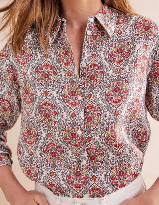 Boden vêtements terrasse multi & vigne femmes nouvelle chemise en lin LB2X589