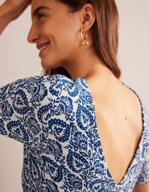 Boden vêtements terrasse saphir & chêne femmes haut cache-cœur en jersey LB2X1634