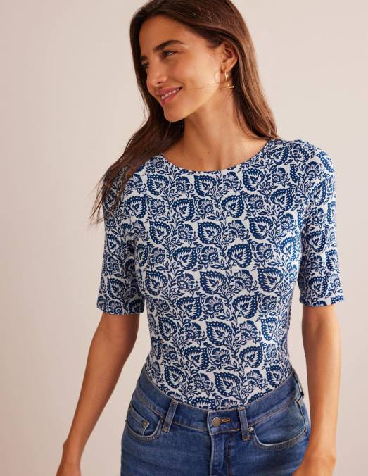 Boden vêtements terrasse saphir & chêne femmes haut cache-cœur en jersey LB2X1634