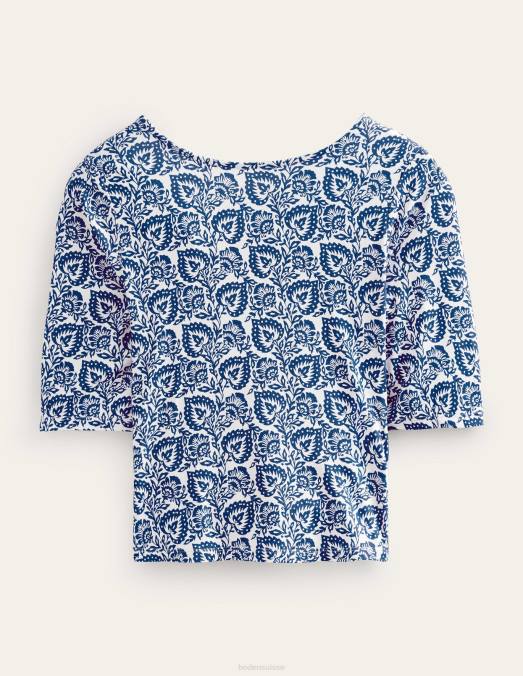 Boden vêtements terrasse saphir & chêne femmes haut cache-cœur en jersey LB2X1634