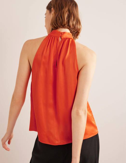 Boden vêtements tomate cerise femmes haut découpé en satin LB2X1483