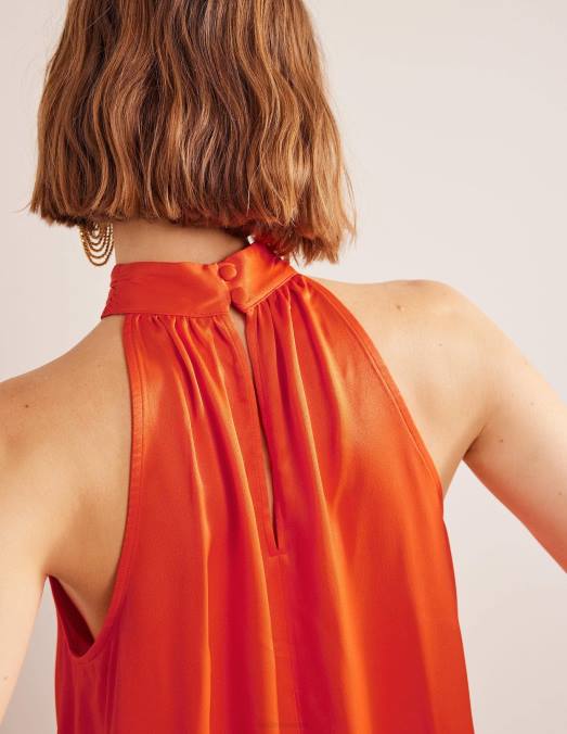 Boden vêtements tomate cerise femmes haut découpé en satin LB2X1483