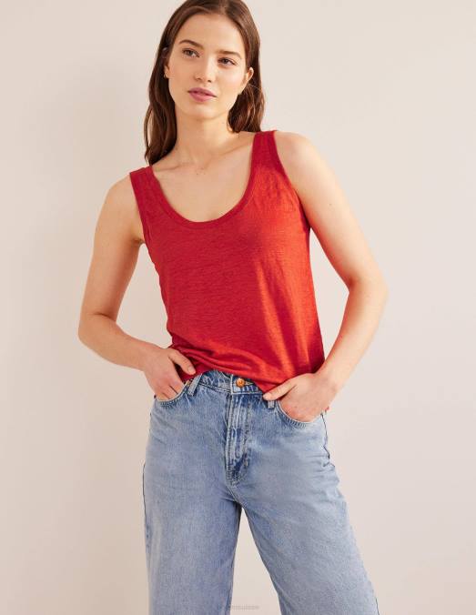 Boden vêtements tomate femmes débardeur en lin à encolure dégagée LB2X2189
