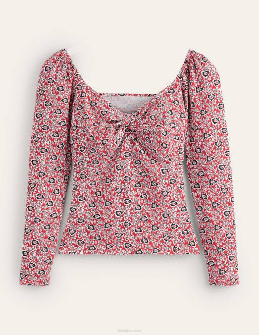 Boden vêtements tourbillon de tomates et de trèfles femmes haut en jersey chérie LB2X2010