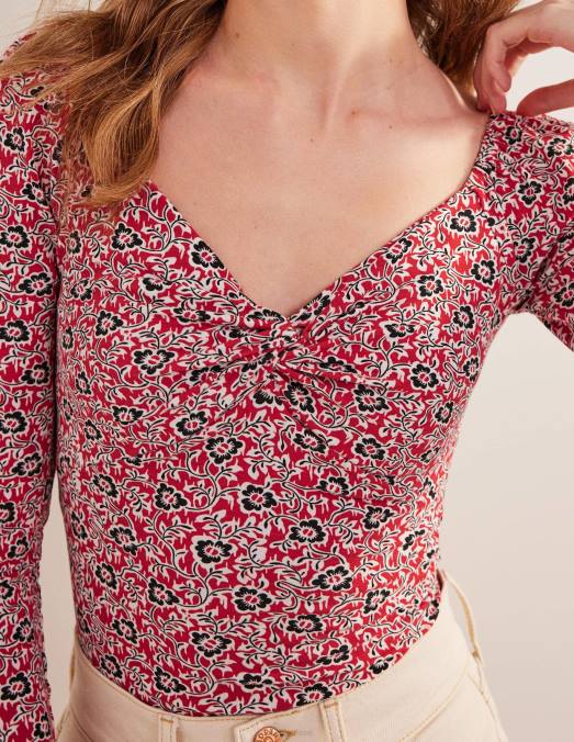 Boden vêtements tourbillon de tomates et de trèfles femmes haut en jersey chérie LB2X2010