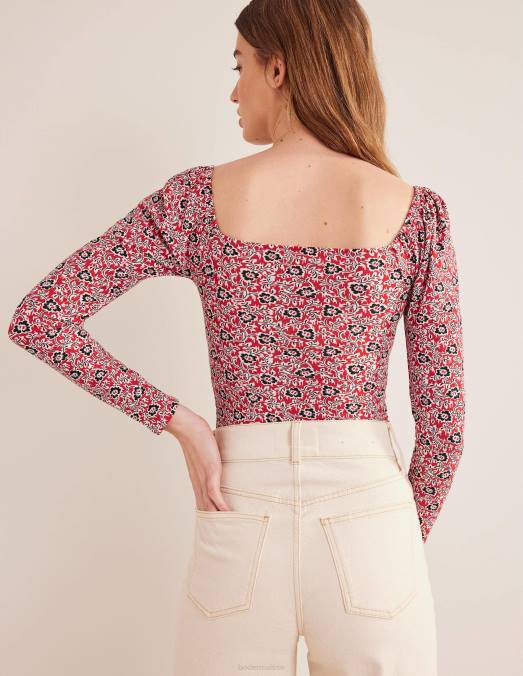 Boden vêtements tourbillon de tomates et de trèfles femmes haut en jersey chérie LB2X2010