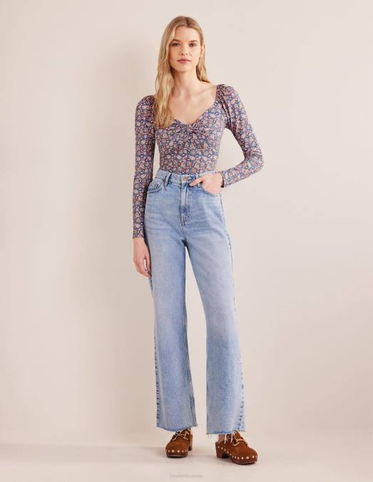 Boden vêtements véritable terrasse marine et cachemire femmes haut en jersey chérie LB2X1929