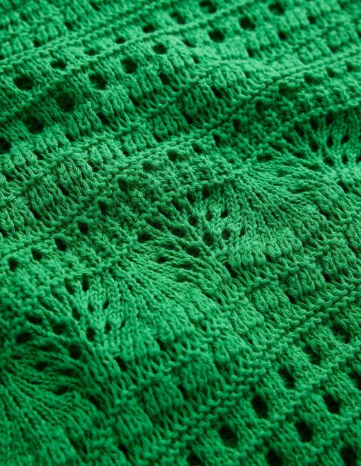 Boden vêtements vert clair femmes t-shirt court au crochet à franges LB2X1059