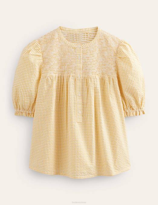 Boden vêtements vichy doux en nid d'abeille femmes popover en seersucker à manches bouffantes LB2X2204