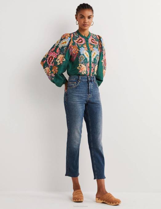 Boden vêtements mi vintage et goujon femmes jean droit décontracté à clous LB2X1910