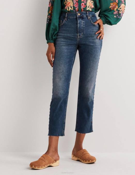 Boden vêtements mi vintage et goujon femmes jean droit décontracté à clous LB2X1910