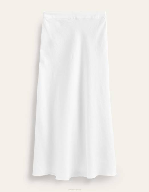 Boden vêtements blanc femmes jupe midi en lin biais LB2X2584