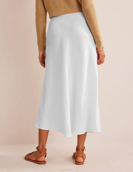 Boden vêtements blanc femmes jupe midi en lin biais LB2X2584