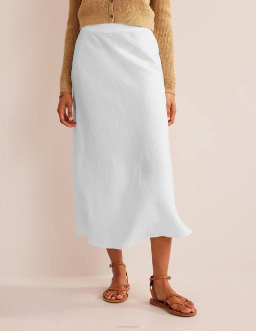 Boden vêtements blanc femmes jupe midi en lin biais LB2X2584