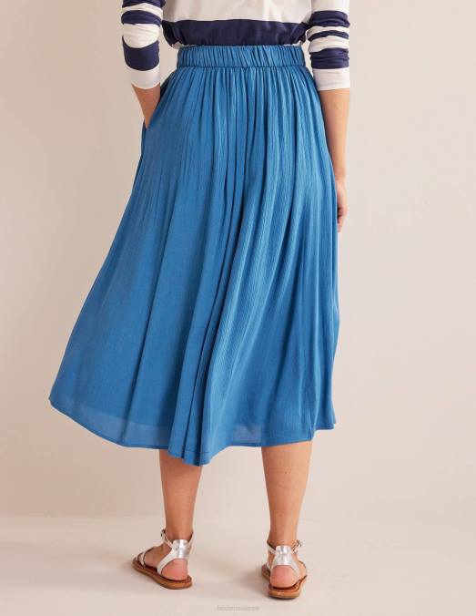 Boden vêtements bleu égéen femmes jupe mi-longue froissée LB2X1799