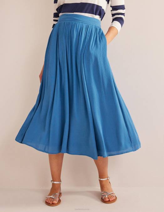 Boden vêtements bleu égéen femmes jupe mi-longue froissée LB2X1799