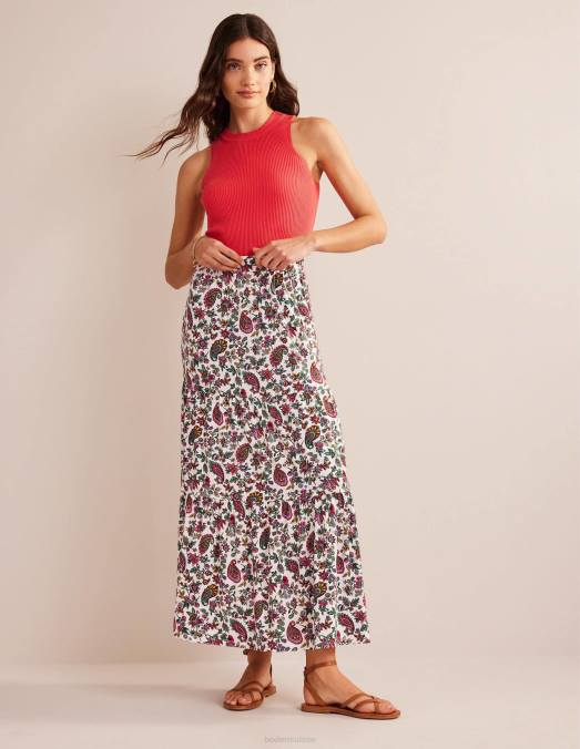 Boden vêtements cachemire multi et pissenlit femmes jupe longue en jersey LB2X1053