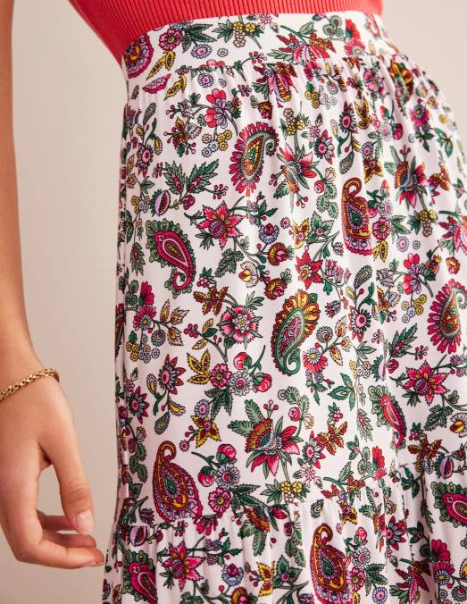 Boden vêtements cachemire multi et pissenlit femmes jupe longue en jersey LB2X1053