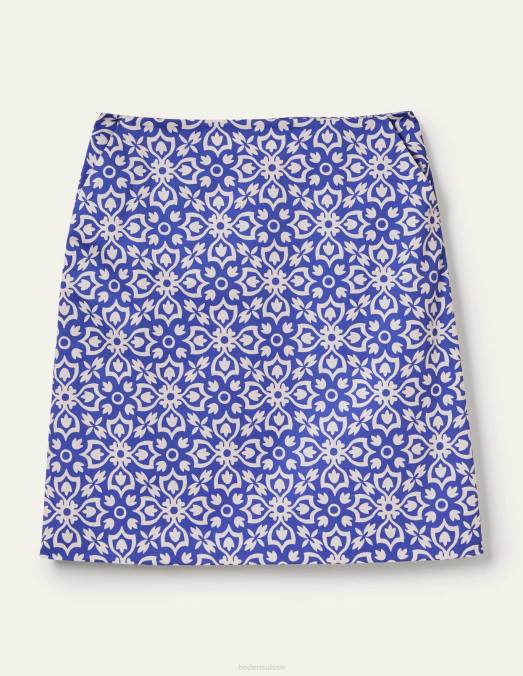 Boden vêtements carrelage jacinthe et fleuron femmes mini-jupe trapèze imprimée LB2X2038
