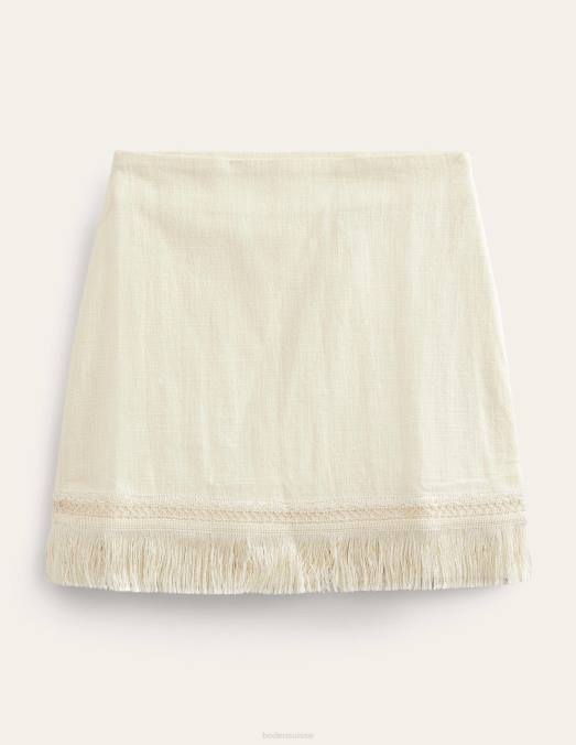 Boden vêtements écru femmes mini-jupe à franges LB2X1444