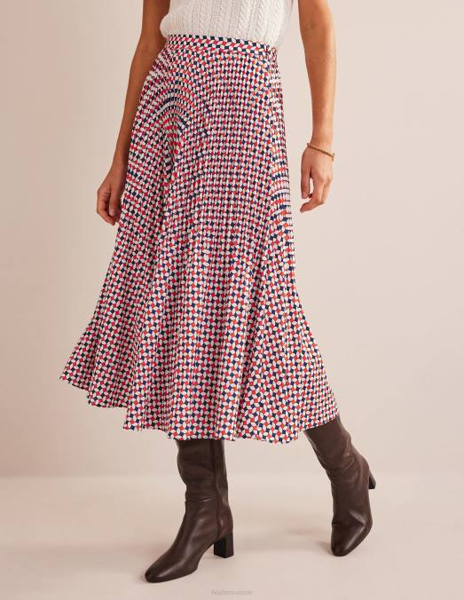 Boden vêtements fiesta orange et diamant femmes jupe mi-longue plissée LB2X636