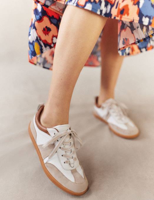 Boden vêtements grand coquelicot bleu marine et abstrait femmes jupe midi en popeline à volants LB2X1516