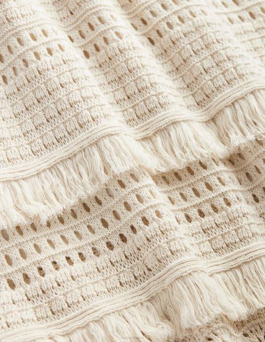 Boden vêtements ivoire chaud femmes jupe tricotée au crochet à franges LB2X2532