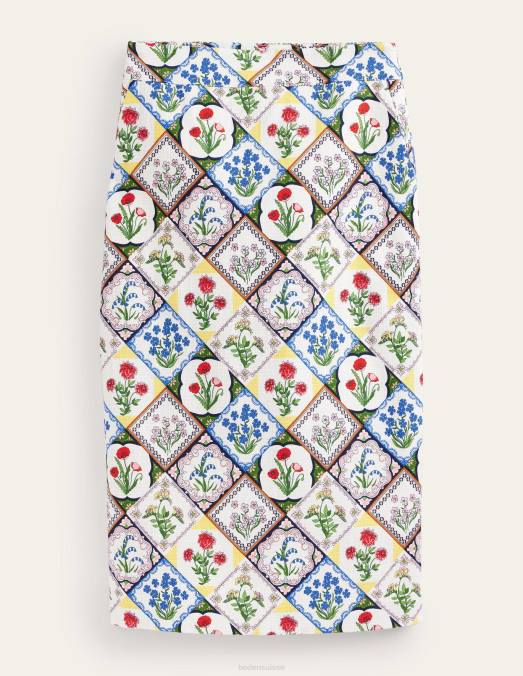 Boden vêtements ivoire et jacinthe sauvage femmes jupe crayon texturée en coton LB2X1111