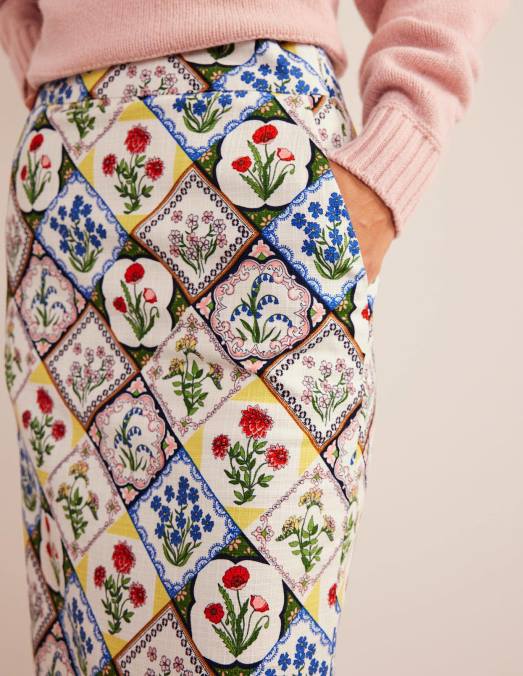 Boden vêtements ivoire et jacinthe sauvage femmes jupe crayon texturée en coton LB2X1111