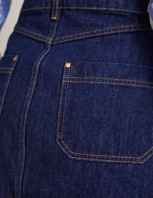 Boden vêtements jean indigo femmes mini-jupe en jean à poches plaquées LB2X2405