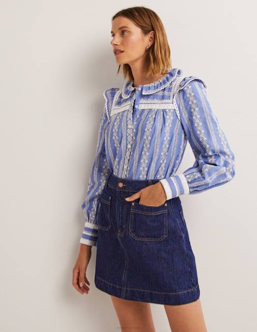 Boden vêtements jean indigo femmes mini-jupe en jean à poches plaquées LB2X2405