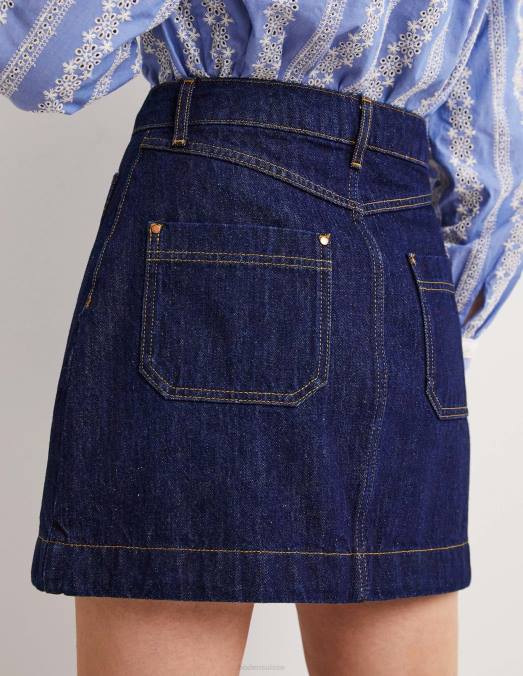 Boden vêtements jean indigo femmes mini-jupe en jean à poches plaquées LB2X2405