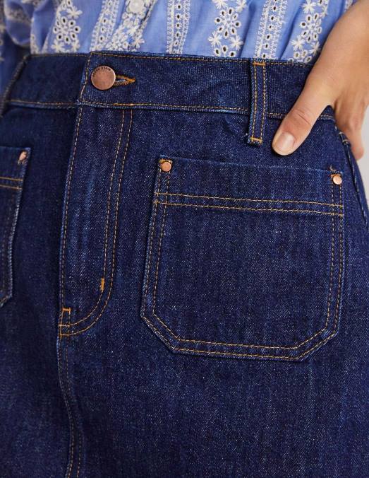 Boden vêtements jean indigo femmes mini-jupe en jean à poches plaquées LB2X2405