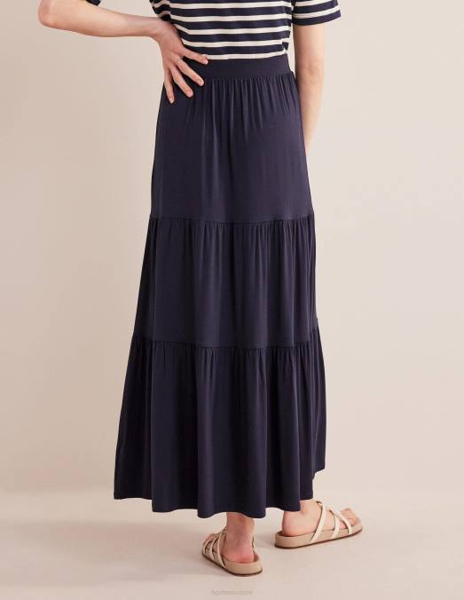 Boden vêtements marine femmes jupe longue en jersey LB2X1285