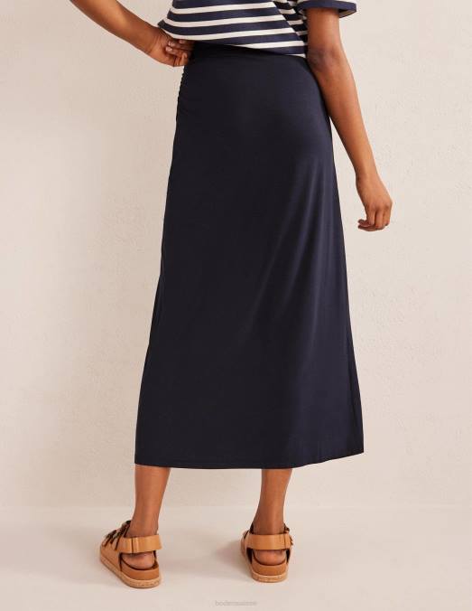Boden vêtements marine femmes jupe mi-longue en jersey fendue sur le côté LB2X2185