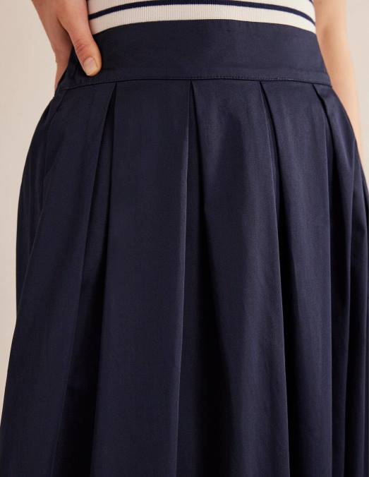 Boden vêtements marine femmes jupe mi-longue plissée LB2X2398