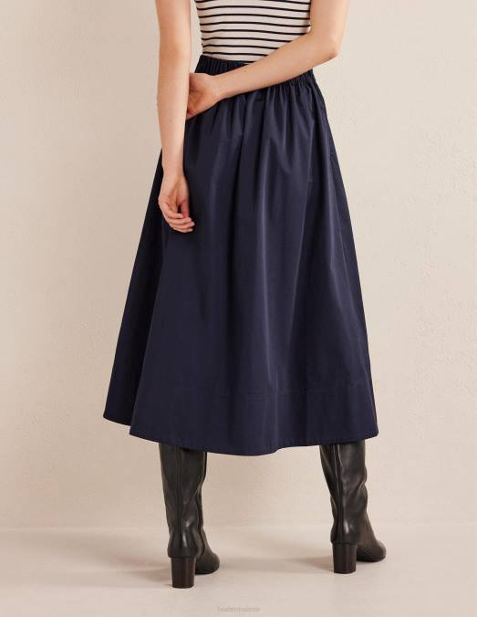 Boden vêtements marine femmes jupe mi-longue plissée LB2X2398