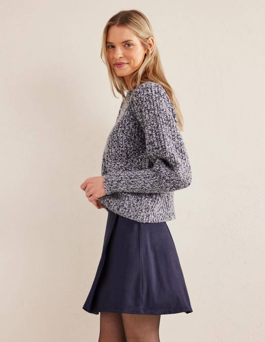 Boden vêtements marine femmes mini-jupe portefeuille en jersey LB2X1534