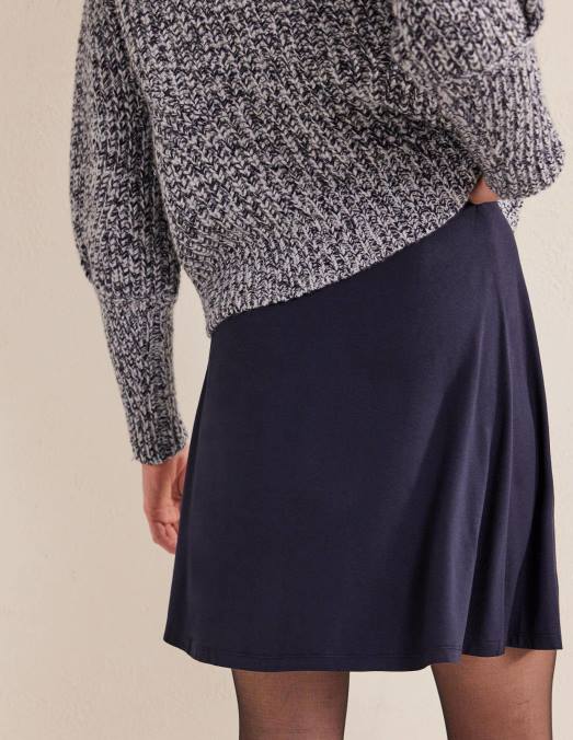 Boden vêtements marine femmes mini-jupe portefeuille en jersey LB2X1534