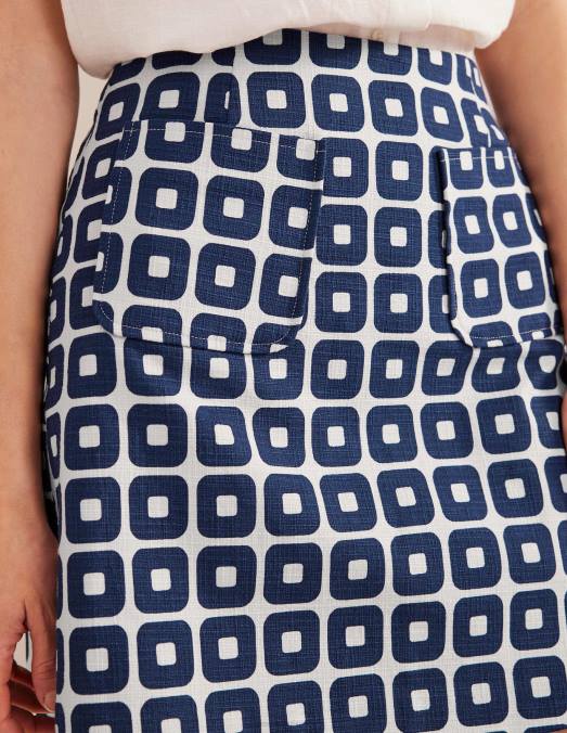 Boden vêtements marine française et ivoire & cube femmes coupe trapèze texturée mini LB2X1245