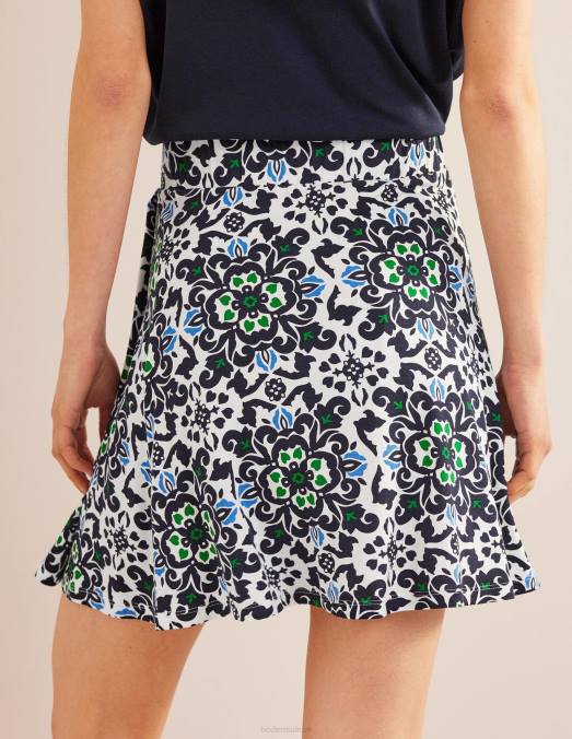 Boden vêtements marine française et pépins opulents femmes mini-jupe portefeuille en jersey LB2X946