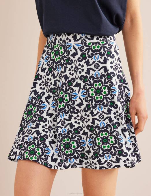 Boden vêtements marine française et pépins opulents femmes mini-jupe portefeuille en jersey LB2X946