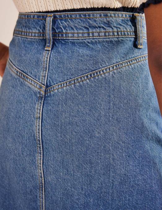 Boden vêtements mi millésime femmes jupe mi-longue droite en jean LB2X643
