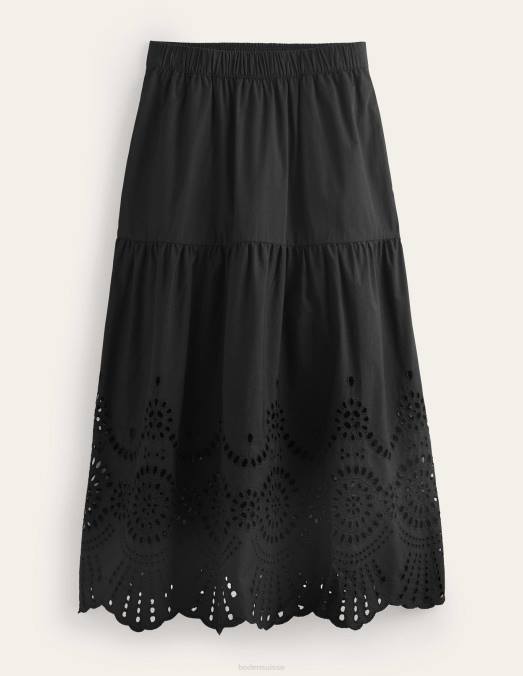 Boden vêtements noir femmes jupe ample en broderie LB2X1161
