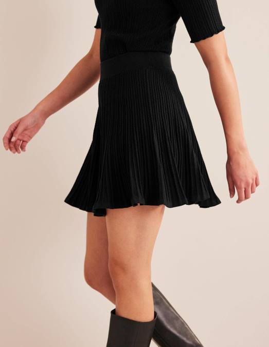 Boden vêtements noir femmes jupe en maille pointelle LB2X1703