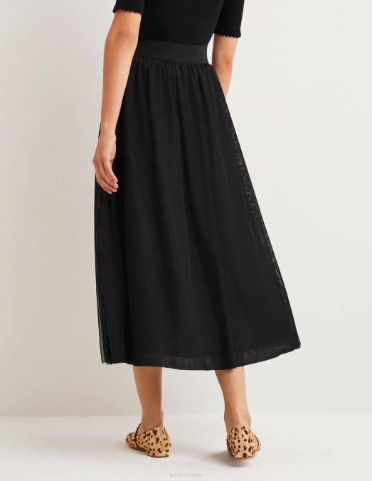 Boden vêtements noir femmes jupe mi-longue ample en tulle LB2X1133
